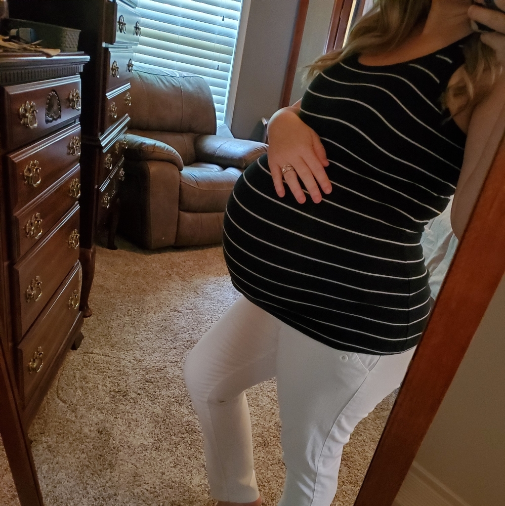Striped.Maternity Tank Top